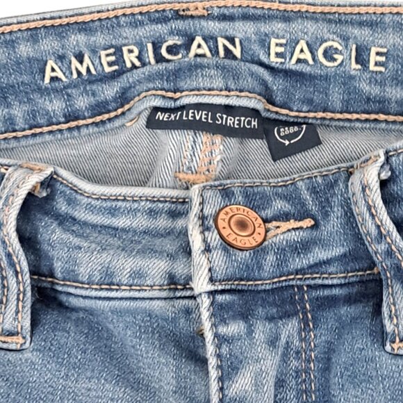 American Eagle Next Level Stretch High Rise Distressed  Jegging Size 4 - Picture 6 of 10
